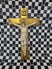 Vintage Funeral Casket Burial Cross Crucifix Brass 13" Mid Century