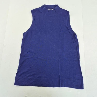 PURE COLLECTION Top 14 Azul Mujer Sin Mangas 100% Lana Superfina Casual - Imagen 1 de 4