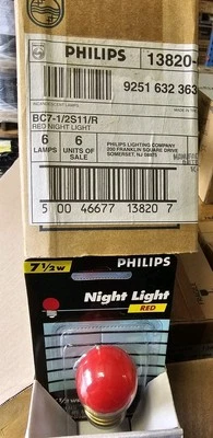 6 Pack Philips Night Light 7.5w Red or Blue S11 Medium Base 120V NEW  - Image 1 of 3