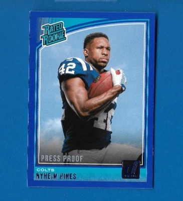 2018 Donruss Nyheim Hines Indianapolis Colts RC Rookie Blue Press Proof #327 - Image 1 of 2
