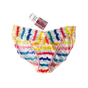 HANKY PANKY V-Kini Signature Lace Small Wavy White Multi Stripe 249671 NWT - Picture 1 of 4