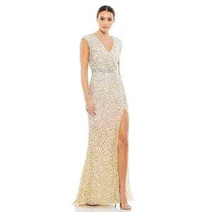 Mac Duggal Sequin Gown Cream Ombre Size 14 New Retails $398 - Foto 1 di 6