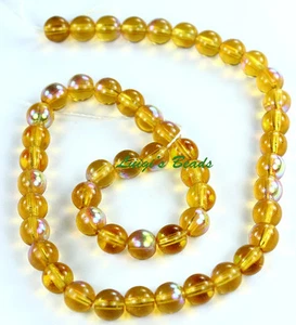 50 Medium Topaz AB Czech Pressed Glass Druk Bead Round Beads 6mm - Picture 1 of 2