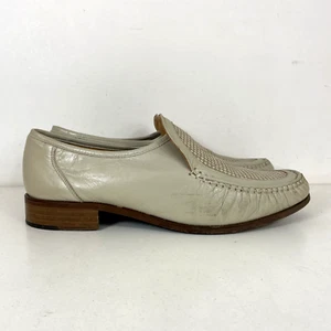 Mocassini Grenson True Mocassino Dettagli Tessuto Pelle Ecrù Scarpe Taglia UK 10,5 - Foto 1 di 8