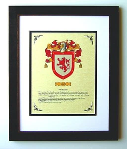 HERALDRY COAT OF ARMS ~ LEON FAMILY CREST ~ FRAMED - Picture 1 of 2