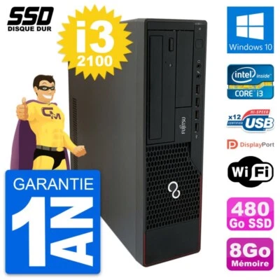 PC Fujitsu Esprimo E910 Dt Intel Core i3-2100 RAM 8Go SSD 480Go Windows 10 Wifi - Imagen 1 de 4