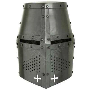 LARP MEDIEVAL HELMET GREAT HELMET KNIGHT TEMPLAR CRUSADER STEEL HELMET - Bild 1 von 8