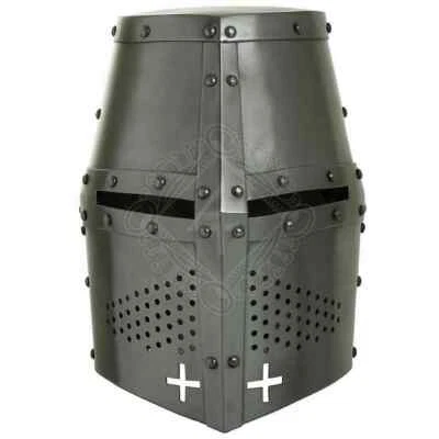LARP MEDIEVAL HELMET GREAT HELMET KNIGHT TEMPLAR CRUSADER STEEL HELMET - image 1 of 4