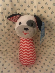 Spark Create Imagine Plush Dog Rattle Spot Puppy Red White Gray Chevron - Picture 1 of 6