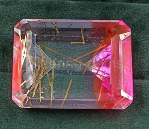 Rutilated Quartz Bi-Color 140.20Ct Emerald Cut IGL Certified Loose Gemstone 5JSA - Picture 1 of 7