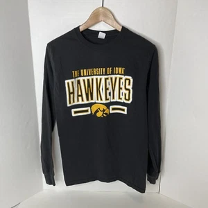 Iowa Hawkeyes Long Sleeve Graphic Shirt, Small, Black, Hanes, - Picture 1 of 8