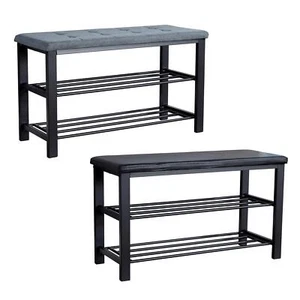 Metal Shoe Bench with Storage Shelfs For Entryway Hallway Seating Home Furniture - Picture 1 of 17