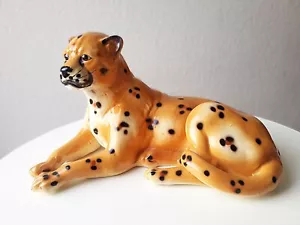 70er Italien Figur Keramik BODENFIGUR, Leopard, Handbemalt 80er - Picture 1 of 7