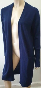 THEORY Blue 100% Cashmere Long Length Open Front Knitwear Cardigan S - Picture 1 of 7