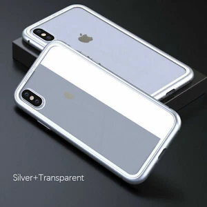Magnetic Adsorption Metal Case For iPhone Xs Max XR X 7/8 6P  Glass Back Case - Picture 1 of 15