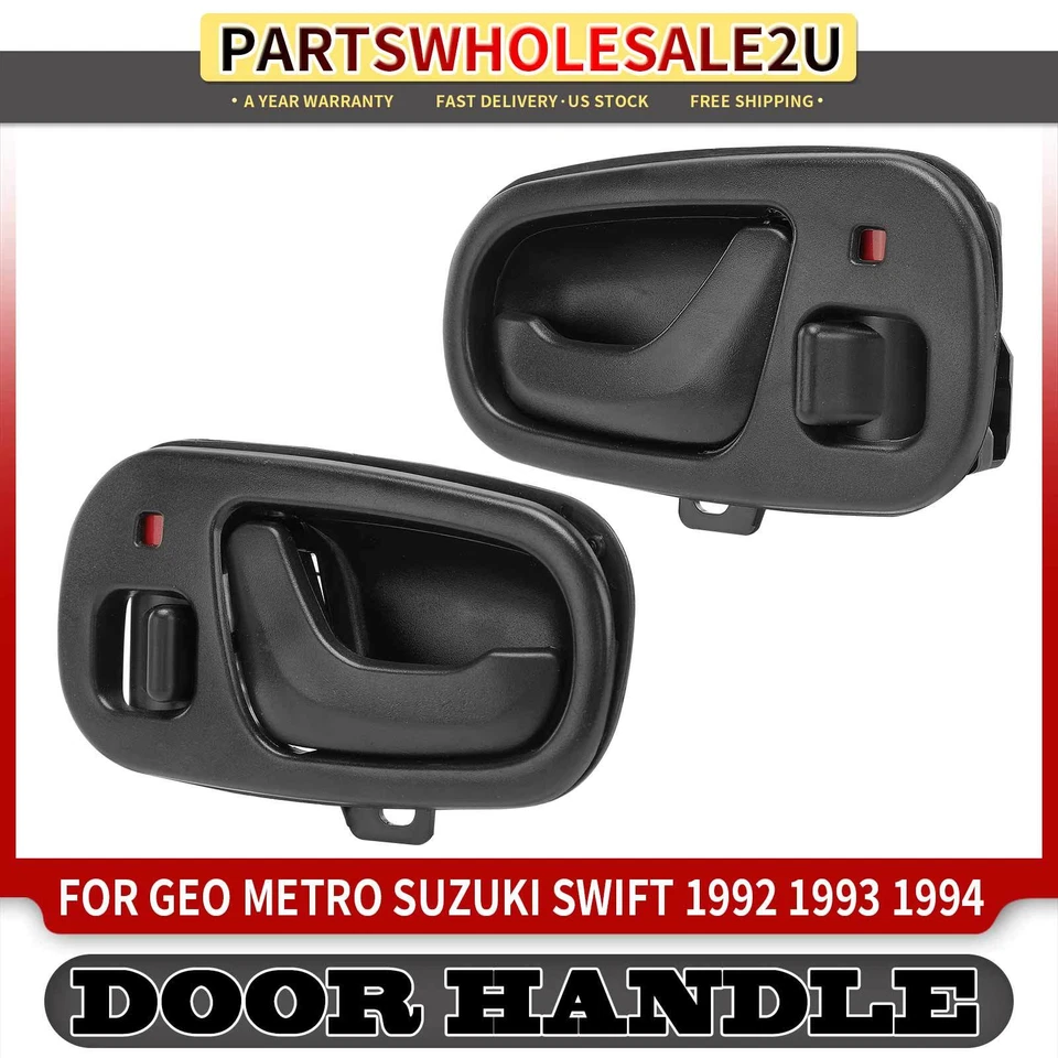 2x Manija de puerta interior delantera negra para Geo Metro Suzuki Swift 1992 1993 1994 Foto 1 de 4