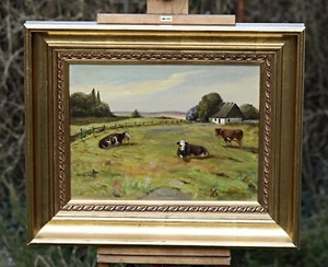 Mark Osman Curtis (1879-1959) - Paisaje de verano con vacas de pastoreo, pintura al óleo - Imagen 1 de 6