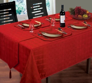 Luxury Jacquard Tableware Cloth Linen Napkins Party Runner Silver Black Red - Picture 1 of 33