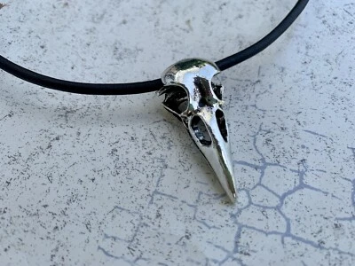 Collar de cuero surfista estaño pájaros scull colgante, joyería tribal primitiva Foto 1 de 3
