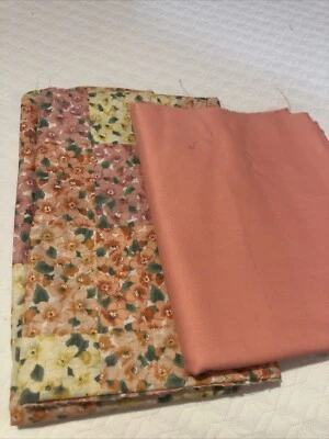 Floral Patchwork Material Peach Color Solid Contrast Material - Image 1 of 3