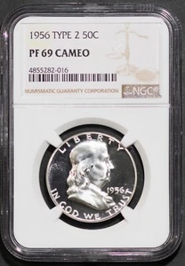 1956 Ty 2 Silver 50c Franklin Half-dollar PF69 Cameo NGC # 4855282-016 + Bonus - Picture 1 of 2