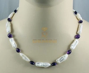 Collana di perle bianche d'acqua dolce con ametista viola da donna - Foto 1 di 2