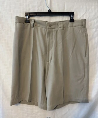 Nat Nast Mens 100% Silk Shorts Size 35 Bermuda Pleated Khaki NWT - Image 1 of 4