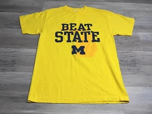 Camiseta Gráfica Vintage Universidad de Michigan Beat State Amarilla Talla M College - Imagen 1 de 7