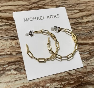 Pendientes de aro Michael Kors Joyería Oro Logo MK Cadena Eslabón C Pendientes de aro 41 mm Foto 1 de 4