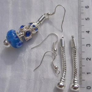2 SUPPORTS BOUCLES D'OREILLES SERPENT METAL ARGENTE 40MM+2CROCHETS KDO* A135 - Picture 1 of 1