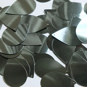 Teardrop Sequin 1.5" Dark Gray Olive Metallic Loose Couture Paillettes - Picture 1 of 2