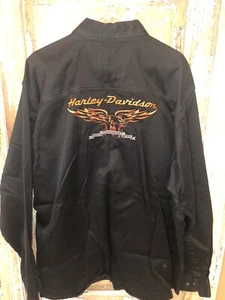 Harley Davidson Embroidered Long Sleeve Shirt /Jacket Heavyweight Cotton Size XL - Foto 1 di 12