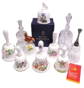 Vintage Bone China And Glass Hand Bells Wedgwood White Floral Design KM6 - Picture 1 of 11