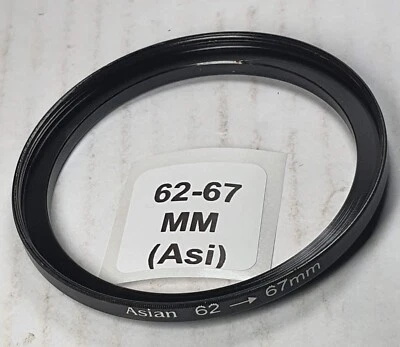 62-67mm Metal Step Up Adapter Ring 62mm Lens to 67mm Filter Converter E62-E67 - Image 1 of 4