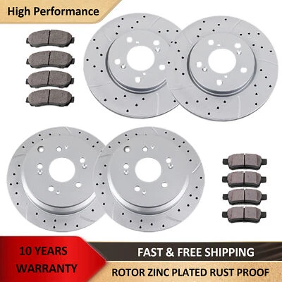 Kit de pastillas cerámicas de rotores y frenos ranurados delanteros traseros para Honda Odyssey Foto 1 de 4