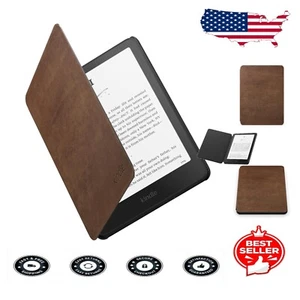 Leather Kindle Paperwhite Case - Lightweight & Foldable in Ruby/Walnut - Picture 1 of 8