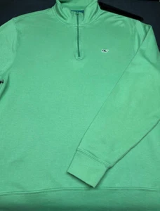Vineyard Vines Mens 1/2 Zip Front Long Sleeve Cotton Green Sweater Small S - Picture 1 of 4