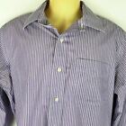 LAUREN Ralph Lauren Slim Fit Mens Striped Purple White Button Collar Dress Shirt