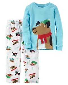 $22 NWT ☀FLEECE☀ CARTER'S Sz 18m DOG Pajamas NEW Boys - Picture 1 of 1