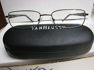 VAN HEUSEN EYEGLASS FRAMES Style WALL STREET in BROWN  54-17-145 W/ Generic Case - Picture 1 of 3