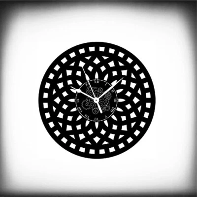 Orologio in Vinile da Parete Fiore Artwork Mandala Yin Yang Boho Design Moderno  - Immagine 1 di 3