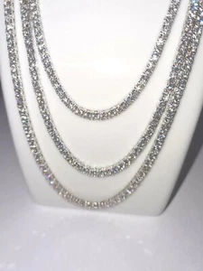 925 STERLING SILVER 18K WHITE GOLD PLATED ICED TENNIS MOISSANITE DVVS1 - Picture 1 of 12