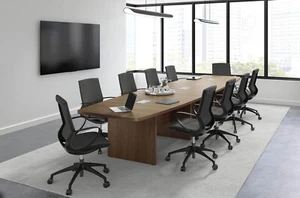 Ojales de mesa de sala de conferencias modernos en forma de barco de 12 pies para POWER en 7 colores - Imagen 1 de 12