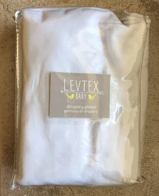 Levtex Baby Drapery 1 Panel Blackout Curtain 52in x 84in White Cotton Blend NEW - Image 1 of 4