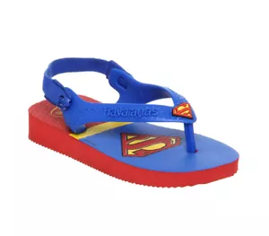 Havaianas Baby Kids Superman Logo Ruby Red Flip Flop Elastic Sling Back Sandals - Picture 1 of 2