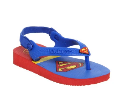 NUEVAS Sandalias Havaianas Bebé Niños Superman Rojo Rubí Chanclas Elásticas Eslinga Trasera Foto 1 de 2