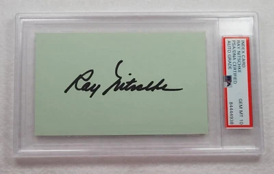 RAY NITSCHKE Signed 3x5 Index Card-HOF-GREEN BAY PACKERS-PERFECT PSA 10 Auto - Image 1 of 4