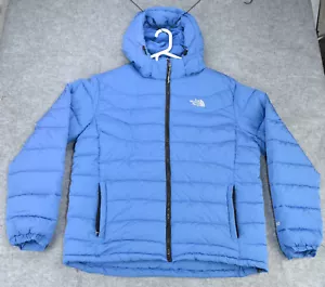 The North Face Puffer Jacket 550 Womens 2XL Blue Goose Down Hooded Windproof XXL - Picture 1 of 18