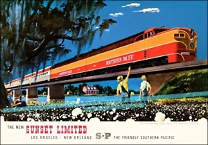 Affiche vintage imprimée art mural Southern Pacific Railroad 1950 coucher de soleil limité - Photo 1 sur 5