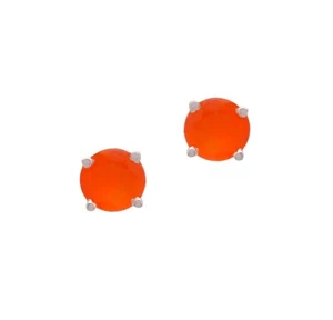 Carnelian Round Shaped Gemstone Studded 925 Silver Earrings For Women SE04-1184 - Picture 1 of 6